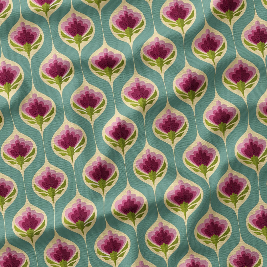 Erika Teal Floral Drops Fabric
