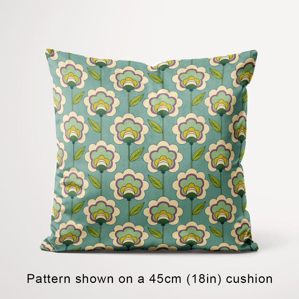 Erika Teal Flowers Fabric