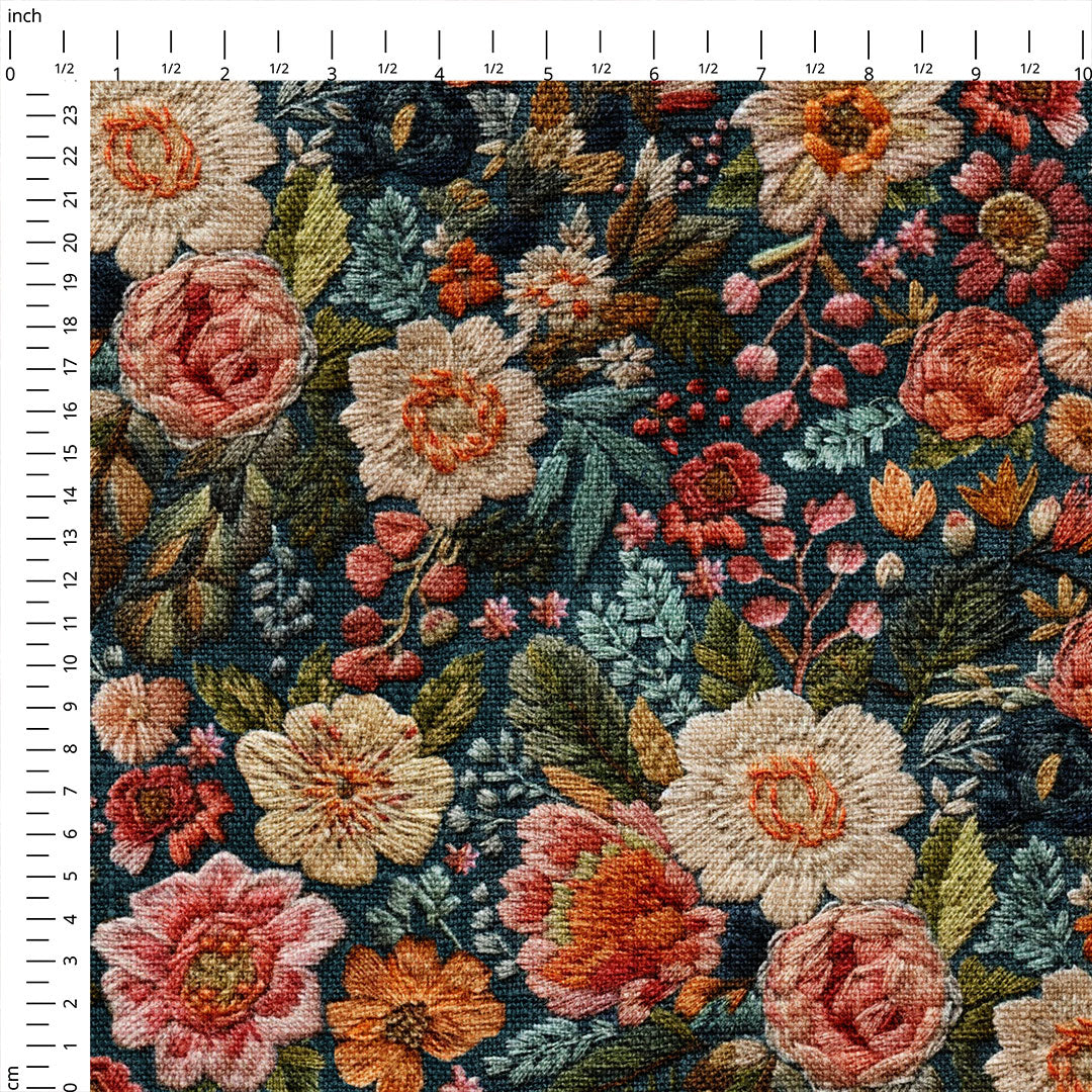 Evelyn Floral Embroidery Fabric