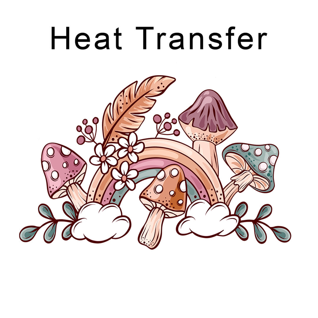 Rainbow Mushroom Iron on Fabric Heat Transfer DTF-89