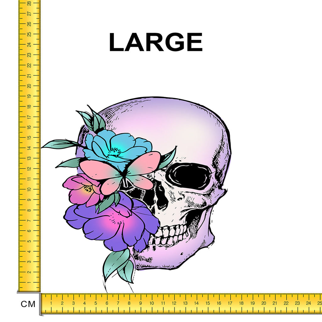 Floral Skull Iron on Fabric Heat Transfer DTF-87