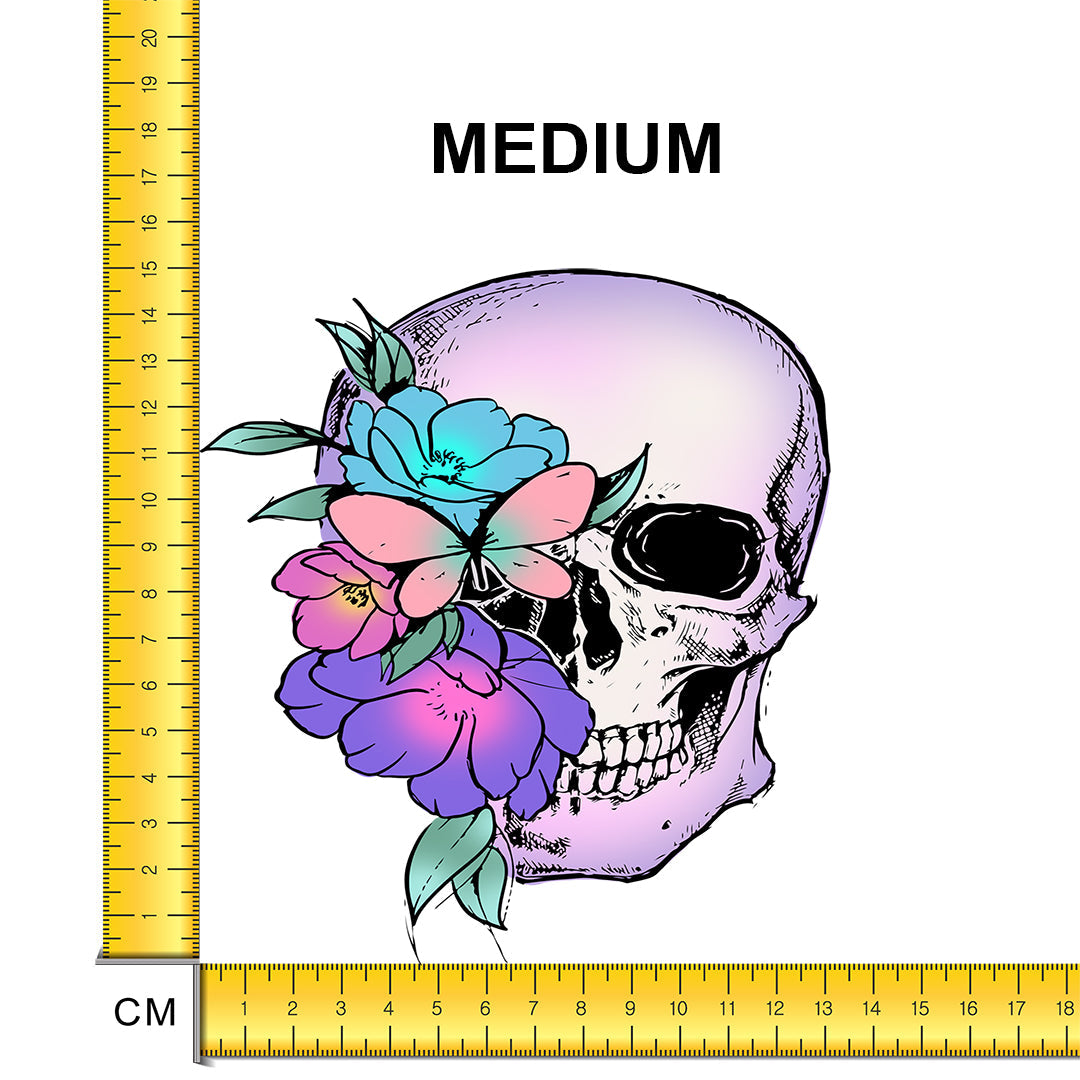 Floral Skull Iron on Fabric Heat Transfer DTF-87