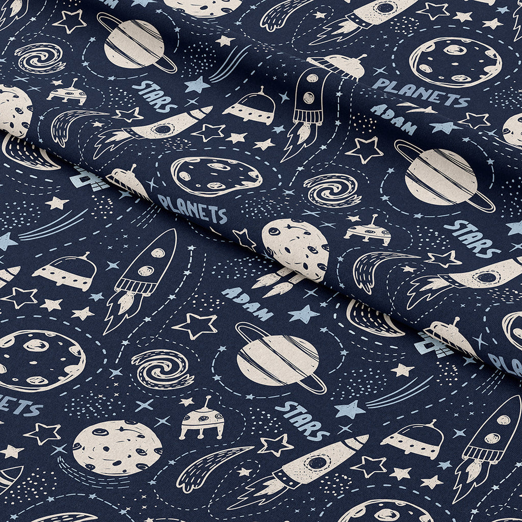 Personalised Rocket Spaceships Fabric
