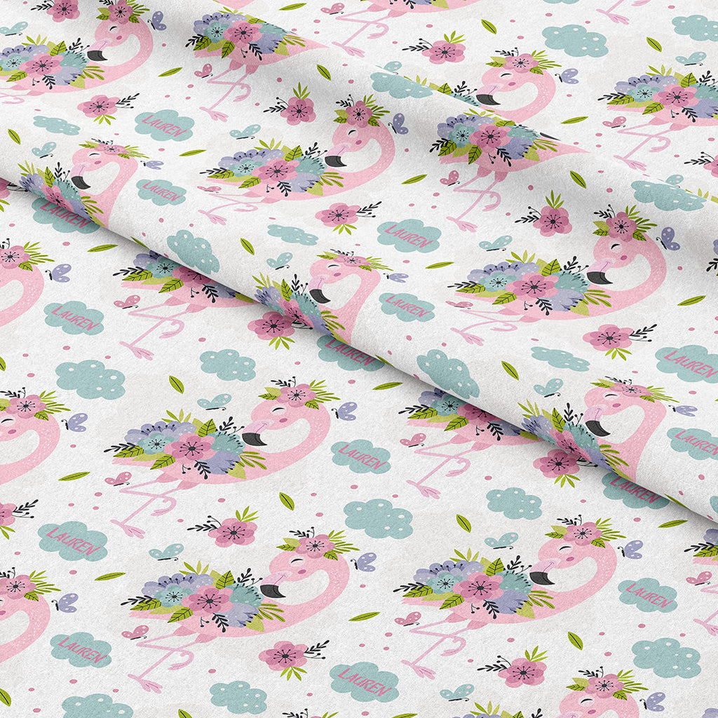 Personalised Flamingo Clouds Fabric