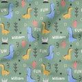 Personalised Cute Green Dinos Fabric