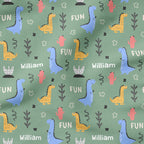 Personalised Cute Green Dinos Fabric