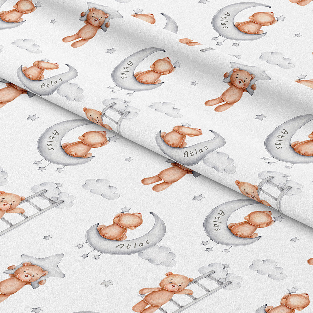 Personalised Teddy Bear Moon Fabric