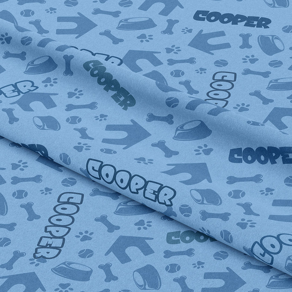 Personalised Dog Blue Fabric