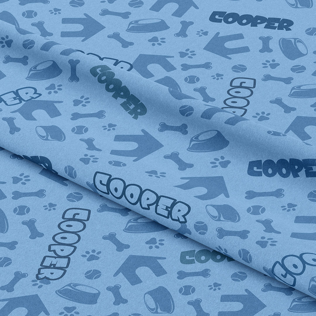 Personalised Dog Blue Fabric