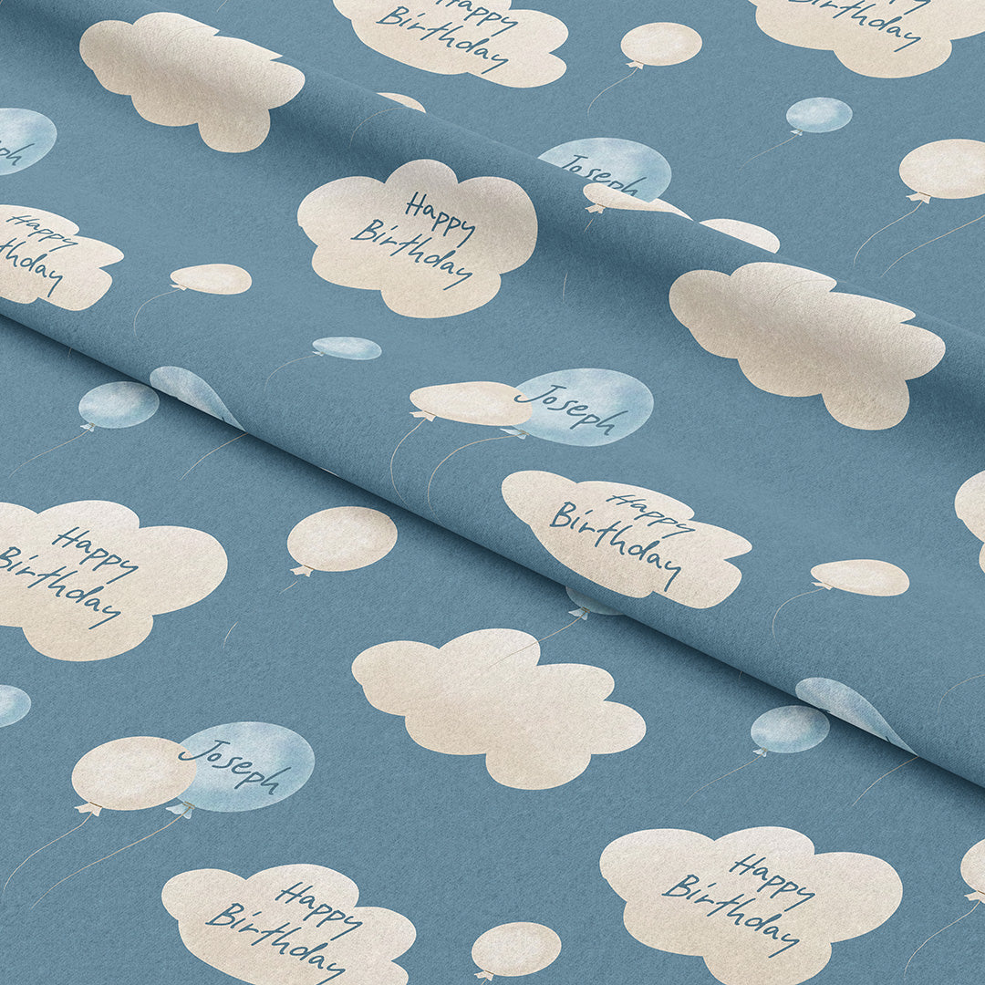 Personalised Birthday Boy Balloons Fabric