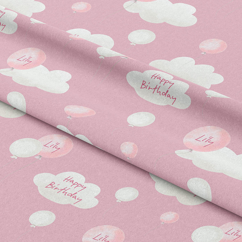 Personalised Birthday Girl Balloons Fabric
