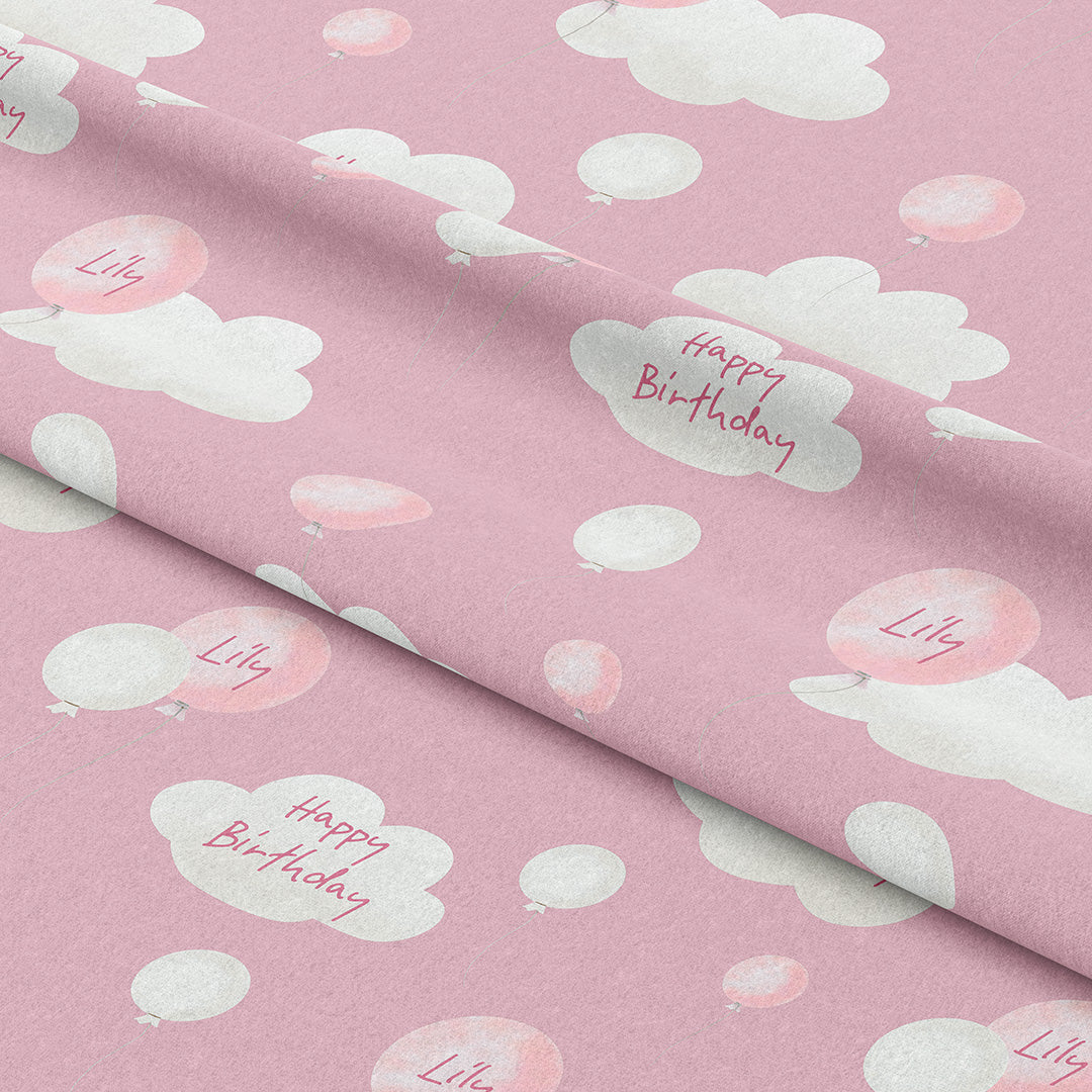 Personalised Birthday Girl Balloons Fabric
