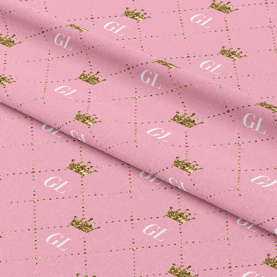 Personalised Royal Initials Pink Fabric