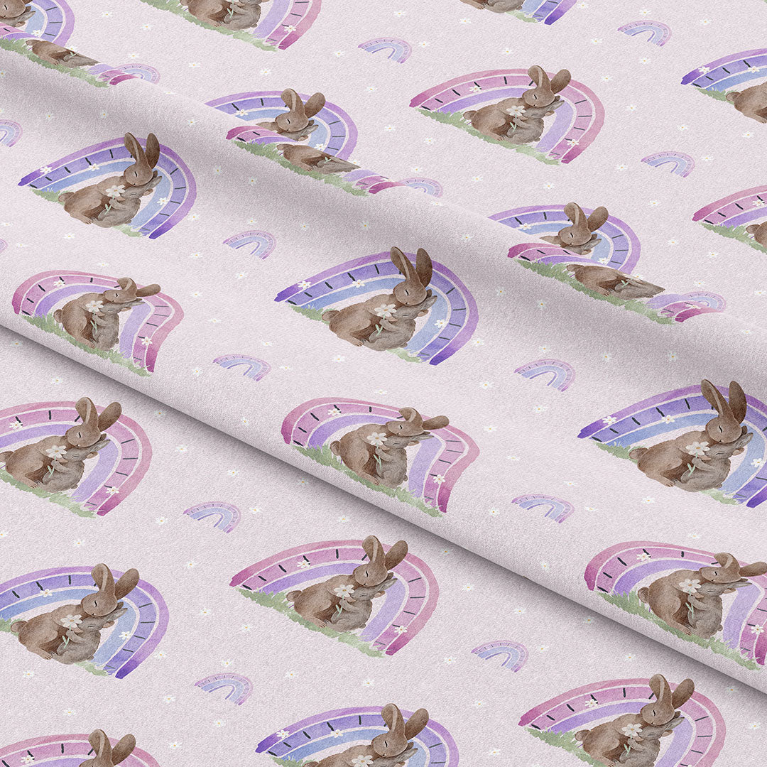 Rainbow Bunny Pink Fabric