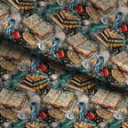 Fantasy Books Grey Fabric