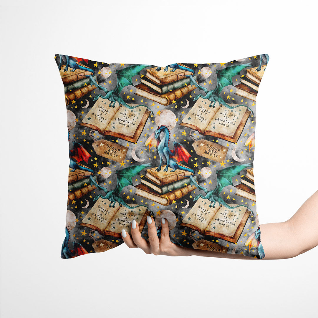 Fantasy Books Grey Fabric