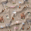 Farm Animals Beige Fabric