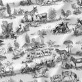 Farm Black Toile De Jouy Fabric