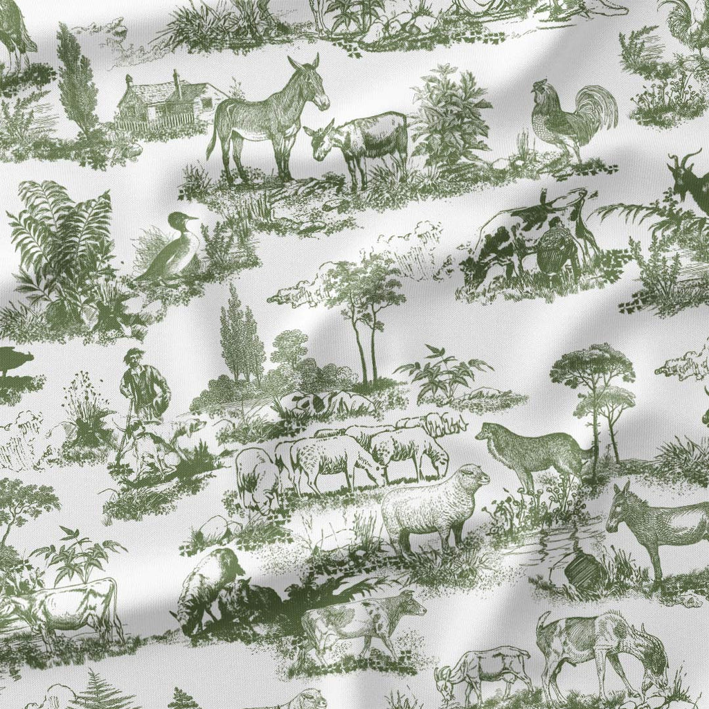 Farm Green Toile De Jouy Fabric