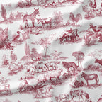 Farm Red Toile De Jouy Fabric