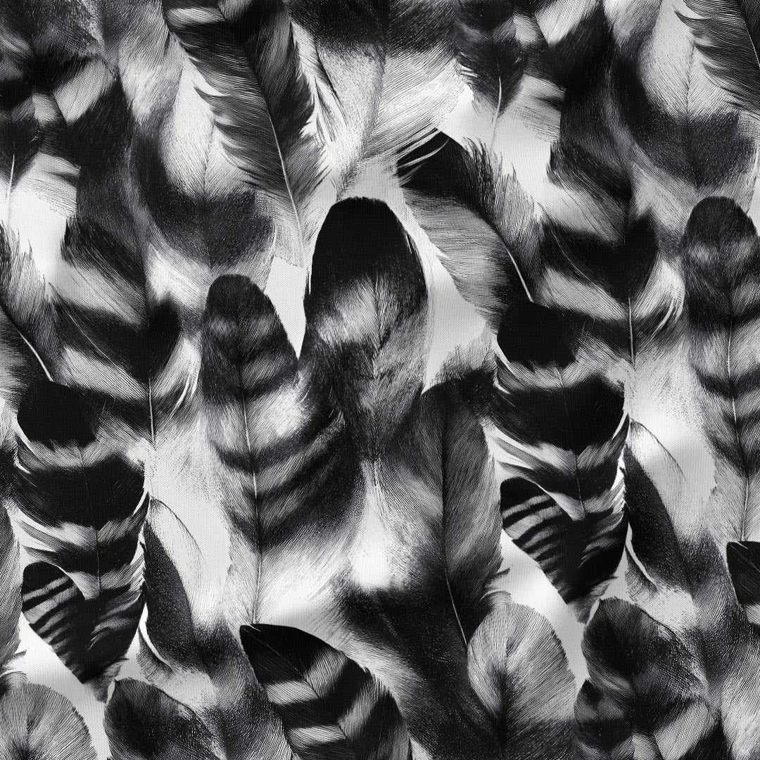 Feathers B&W Fabric