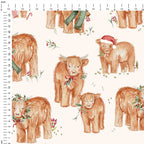 Festive Highland Coos Fabric