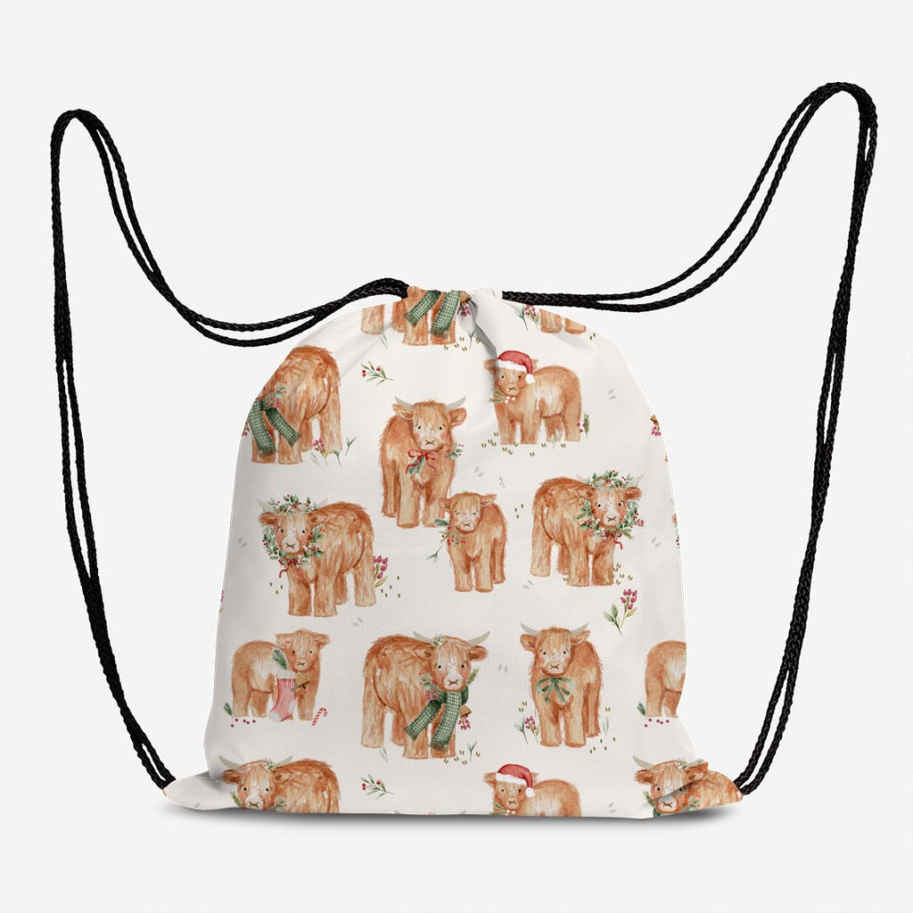 Festive Highland Coos Fabric