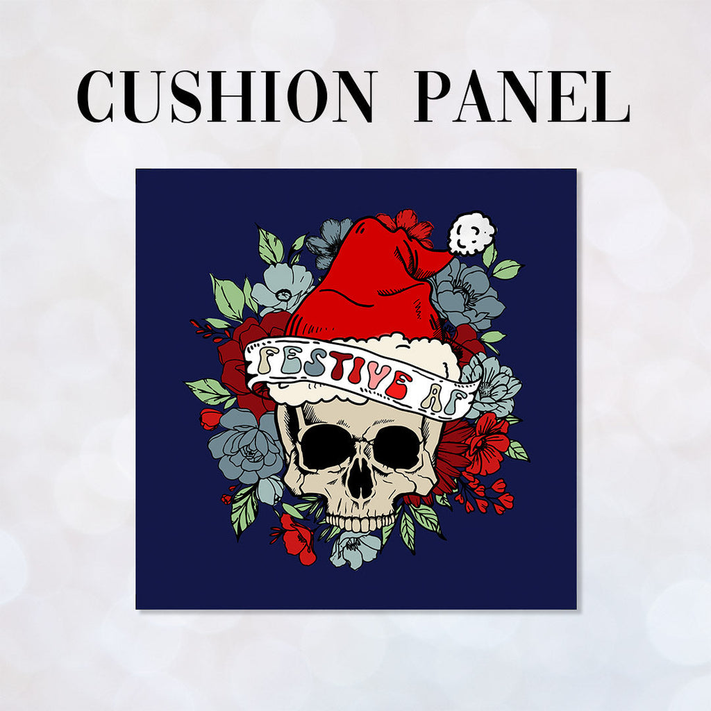 CUSHION Panel Festive Skull Navy CP-797