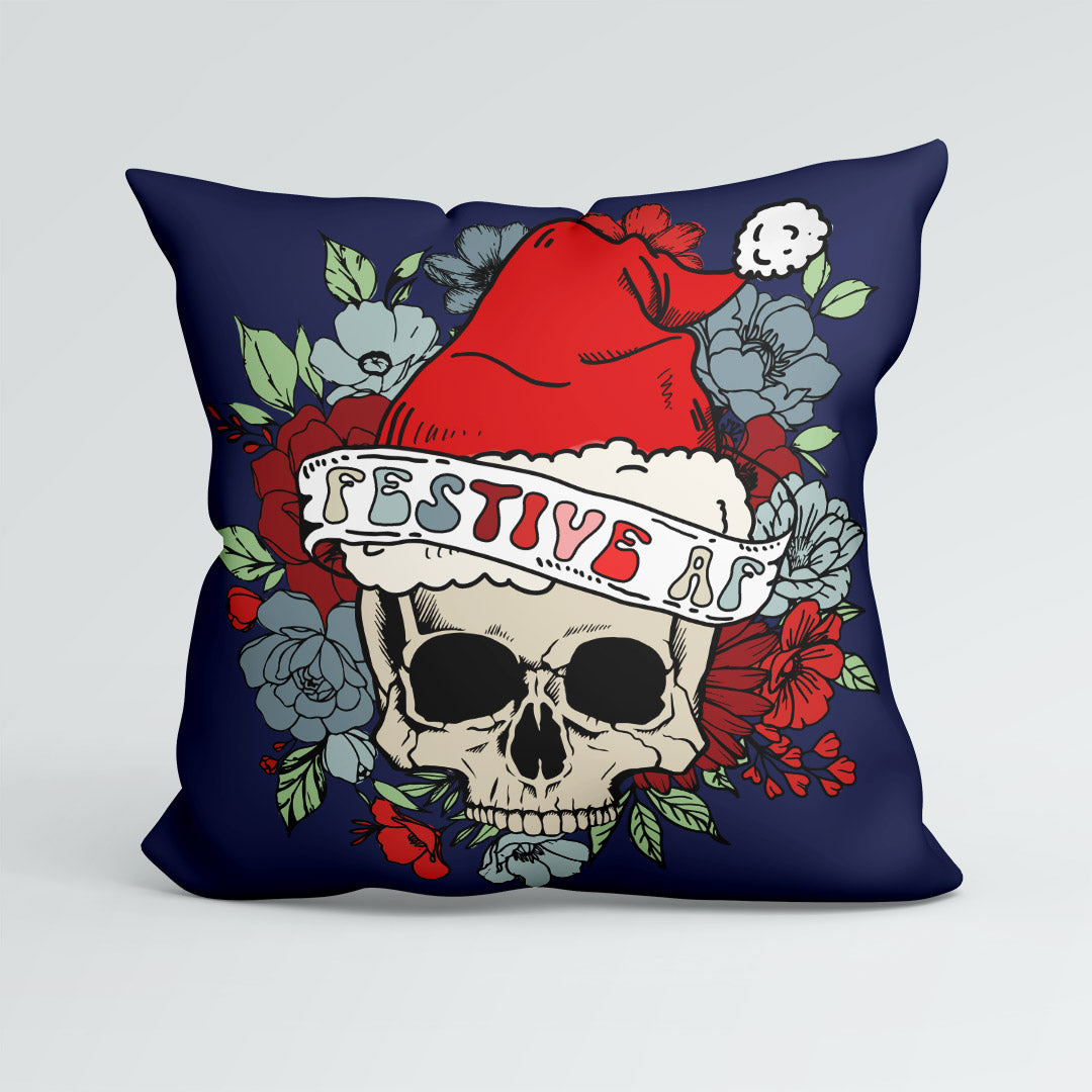 CUSHION Panel Festive Skull Navy CP-797