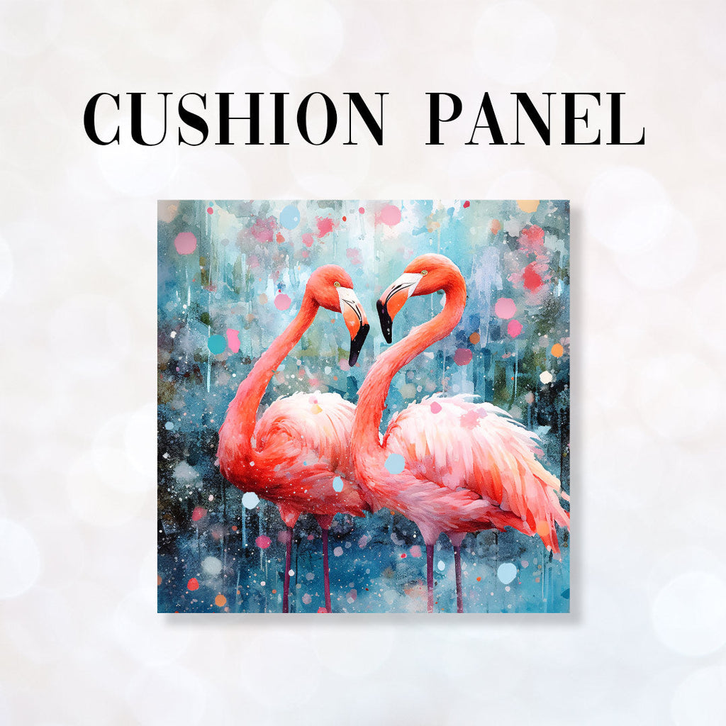 CUSHION Fabric Panel Flamingos Splashes CP-1273