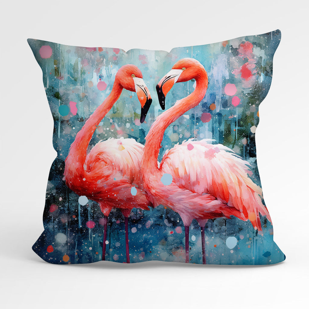 CUSHION Fabric Panel Flamingos Splashes CP-1273