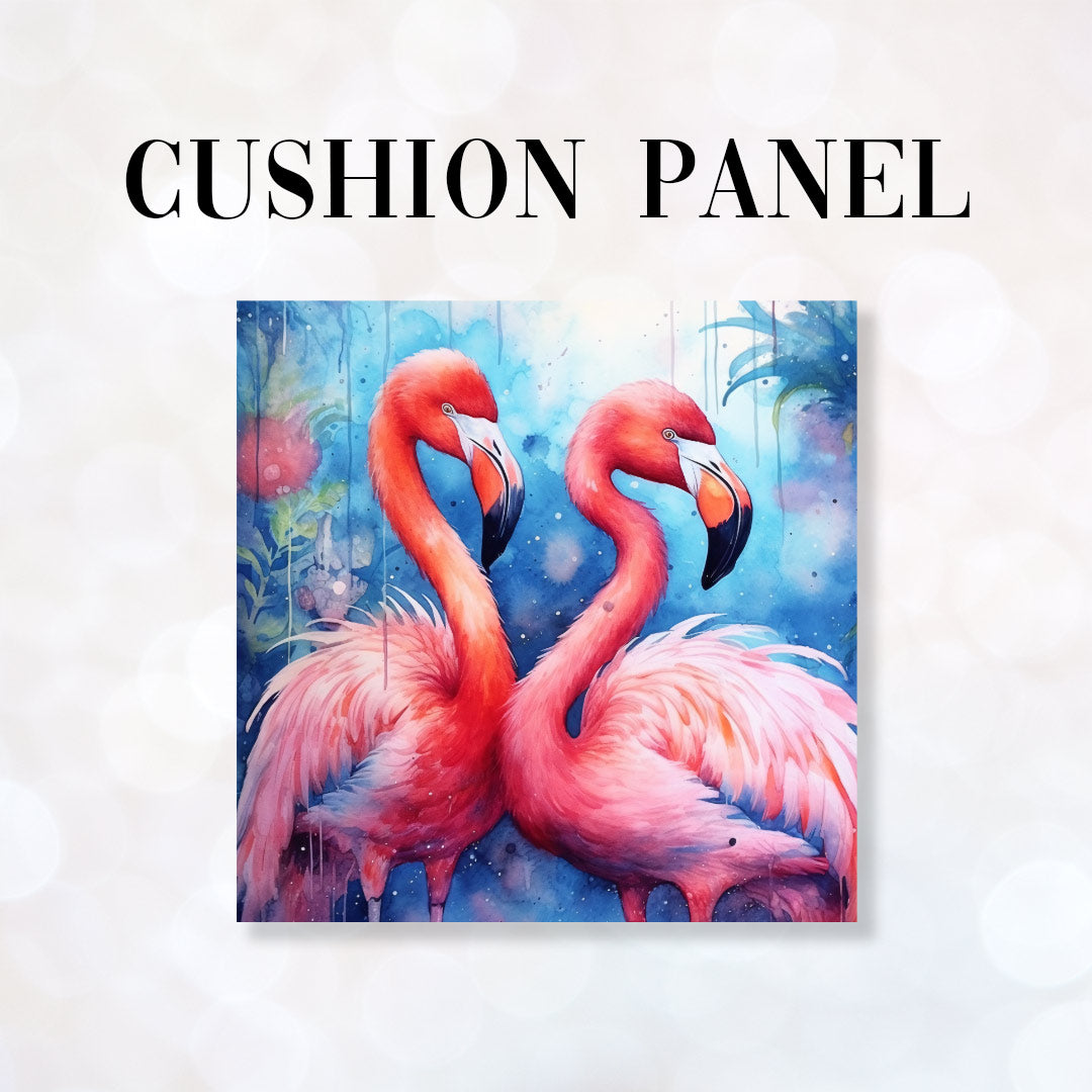CUSHION Fabric Panel Flamingos Blue CP-1275