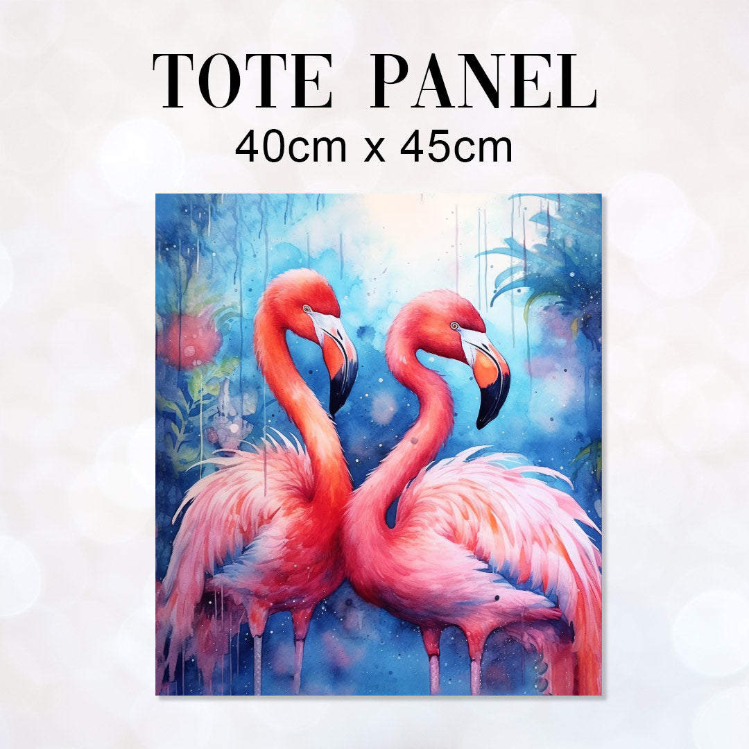 TOTE Flamingos Blue Fabric Bag Panel