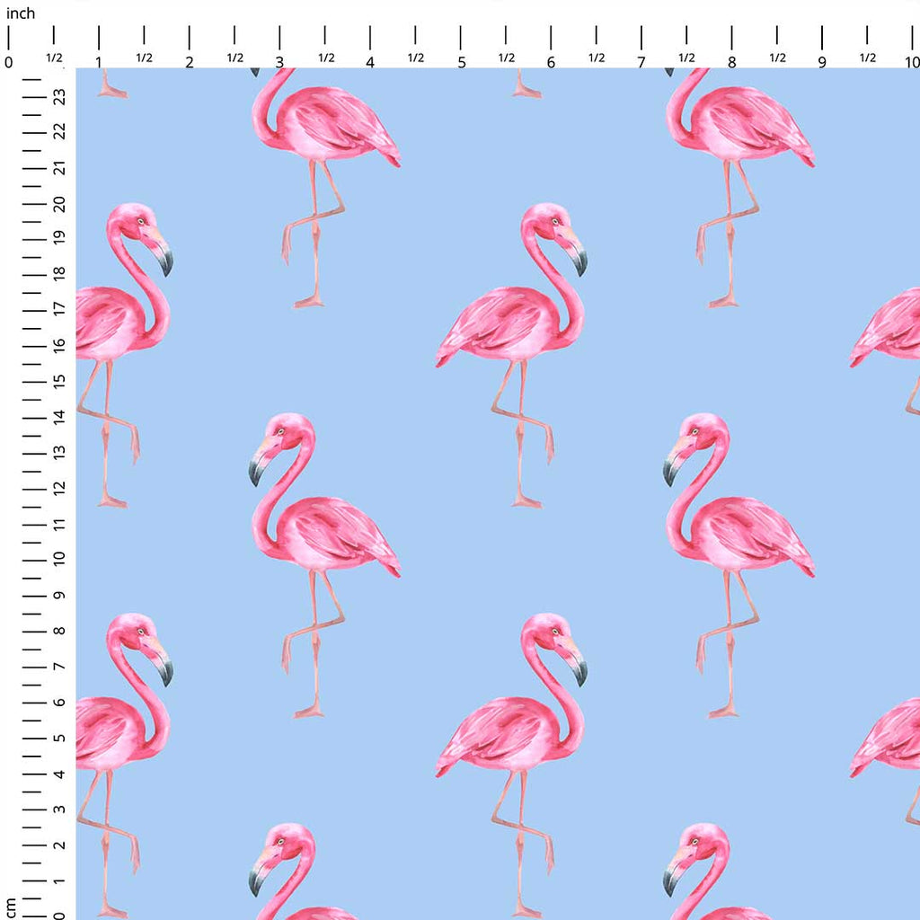 Flamingos Blue Fabric