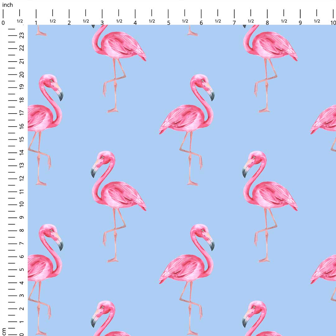 Flamingos Blue Fabric