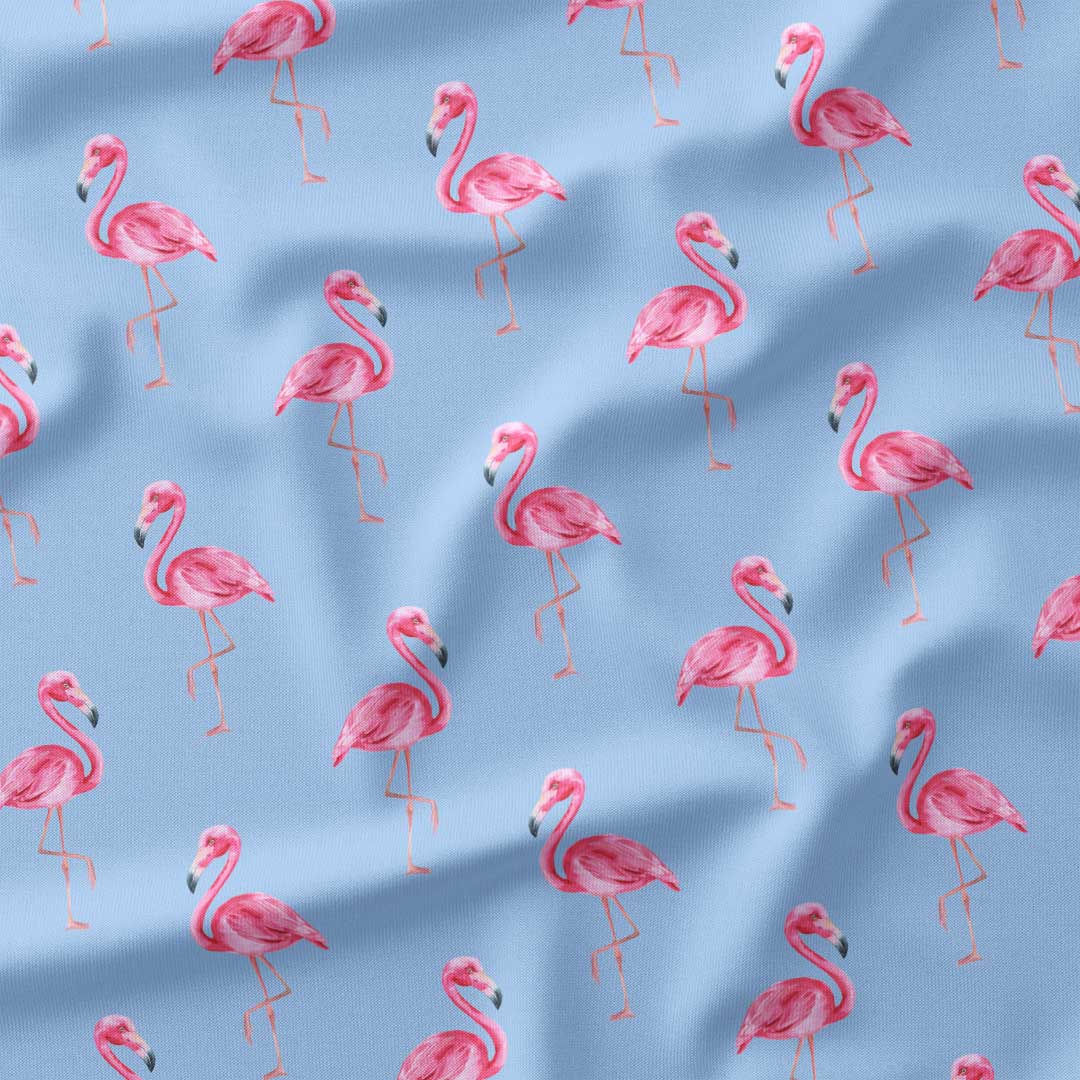 Flamingos Blue Fabric