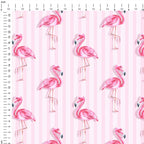 Flamingos Pink Stripes Fabric