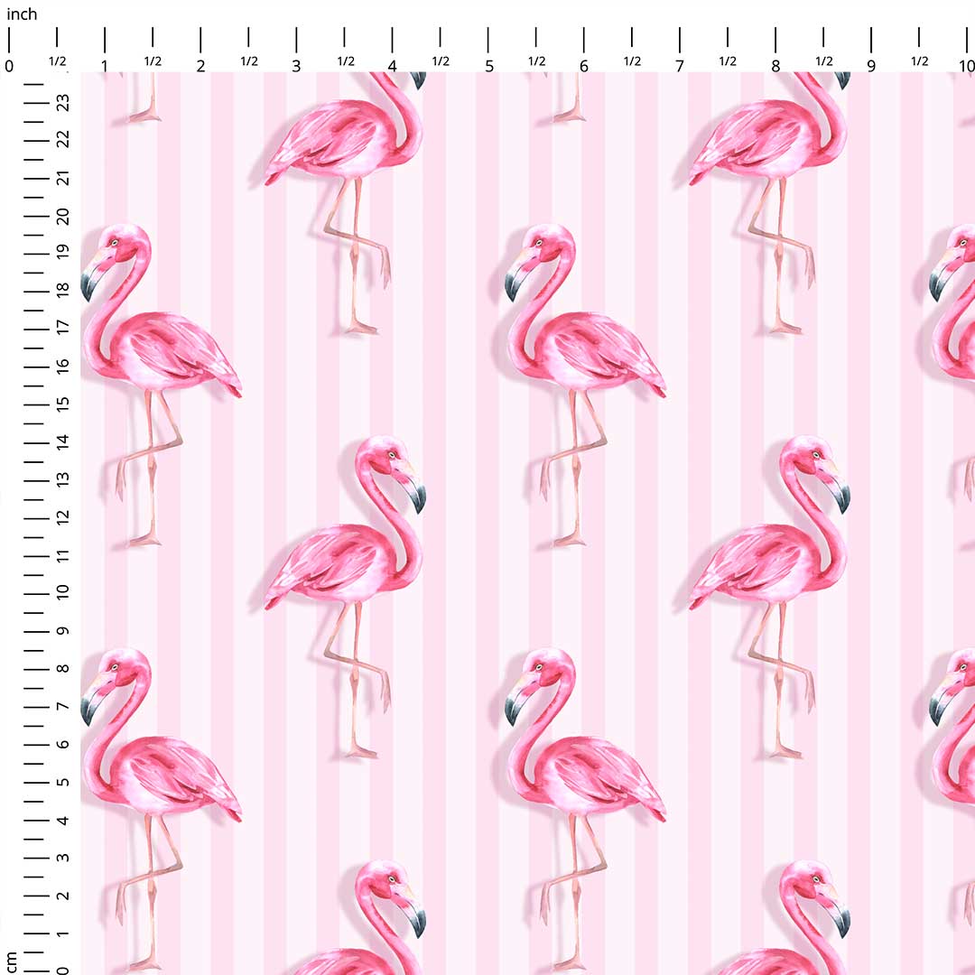 Flamingos Pink Stripes Fabric