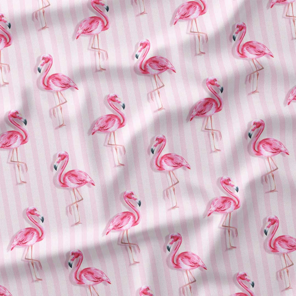 Flamingos Pink Stripes Fabric