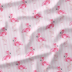 Flamingos Pink Stripes Fabric