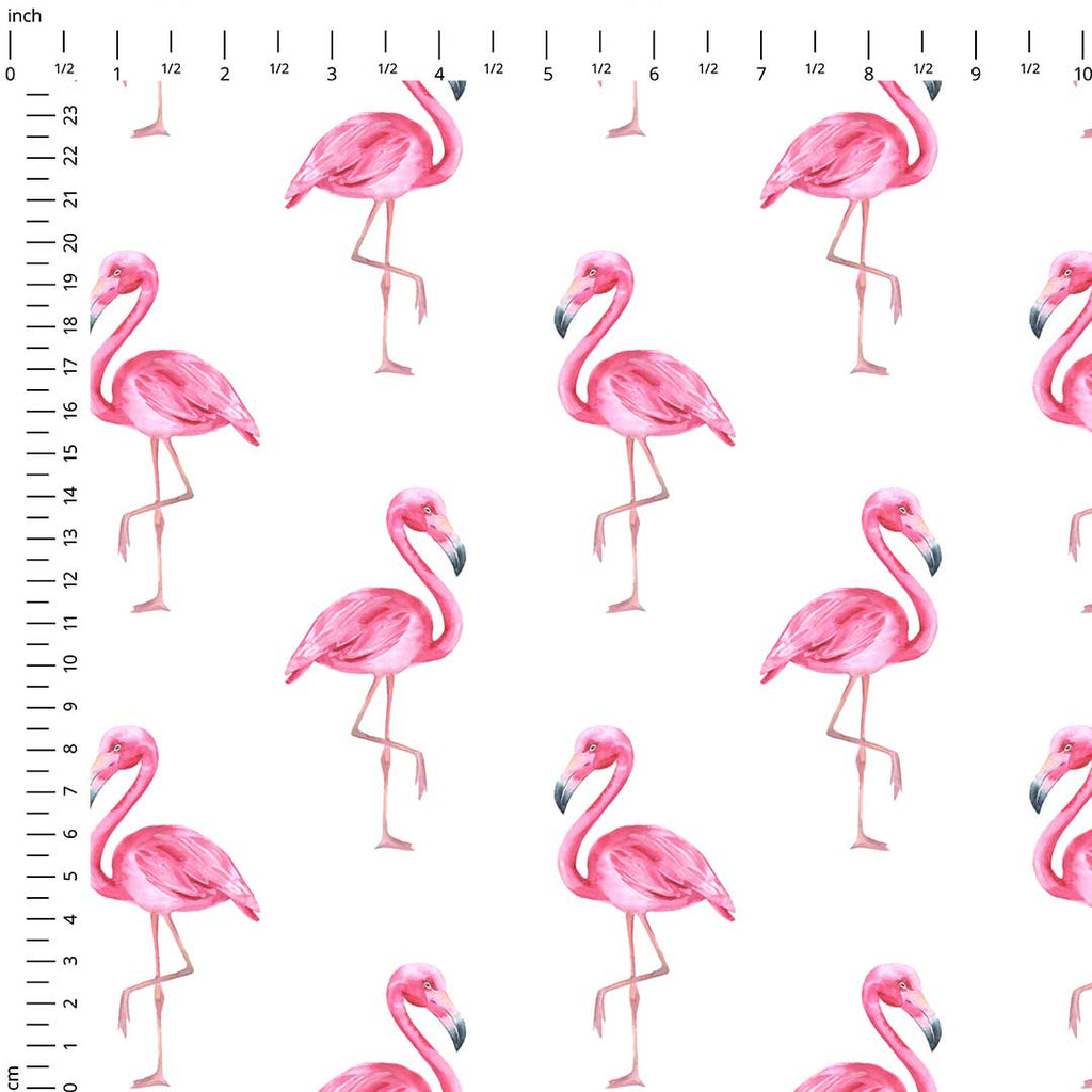 Flamingos White Stripes Fabric