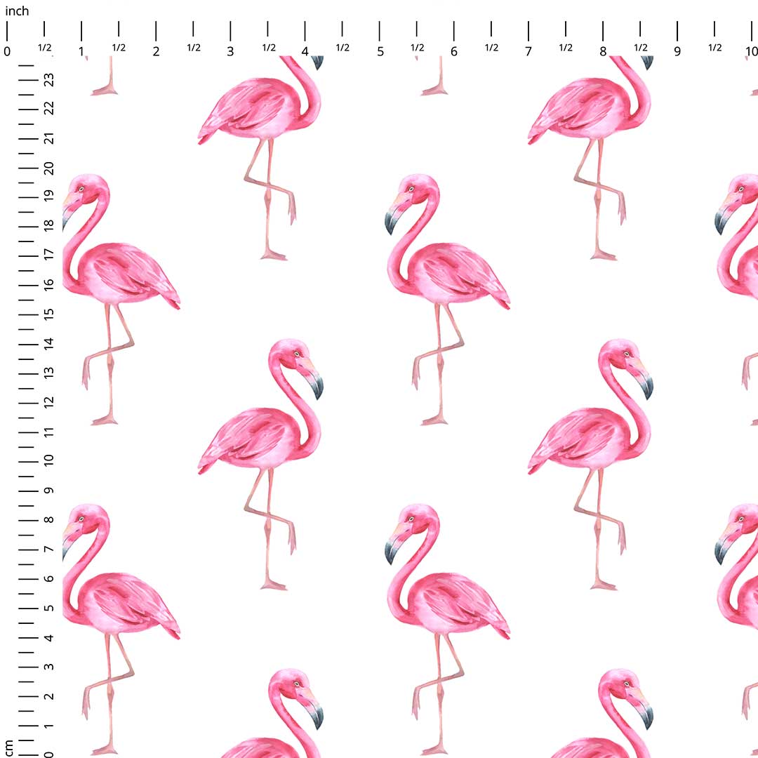Flamingos White Stripes Fabric