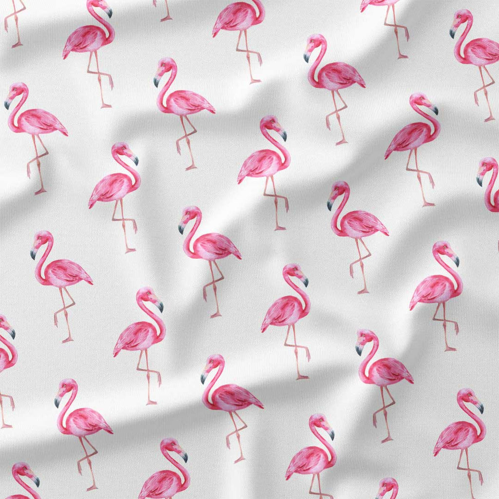 Flamingos White Stripes Fabric