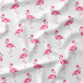 Flamingos White Stripes Fabric