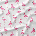 Flamingos White Stripes Fabric