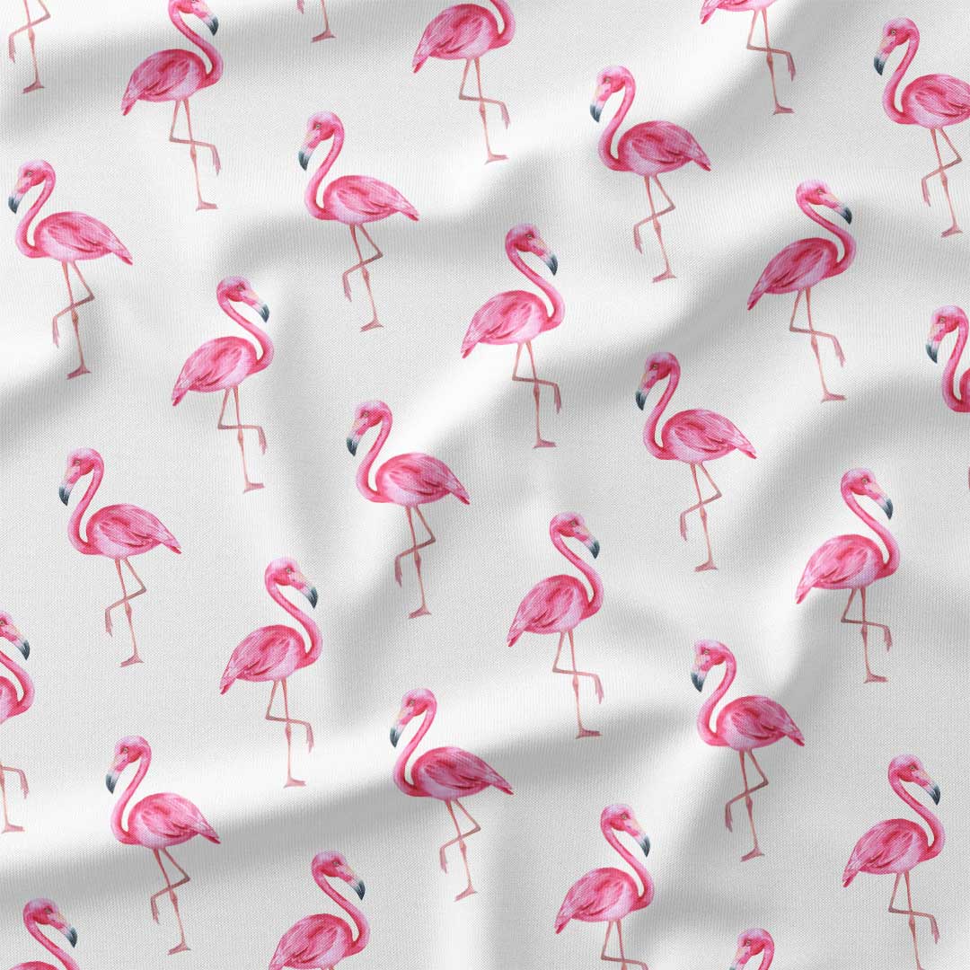 Flamingos White Stripes Fabric