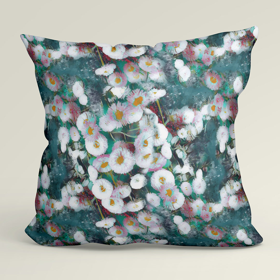 Daisy Abstract Teal Fabric