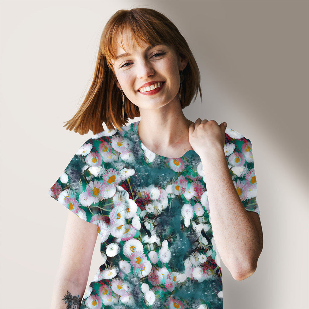Daisy Abstract Teal Fabric