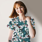 Daisy Abstract Teal Fabric