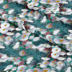 Daisy Abstract Teal Fabric